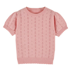 Emile et Ida – Leinen-T-Shirt mit Ajourmuster | Rosa