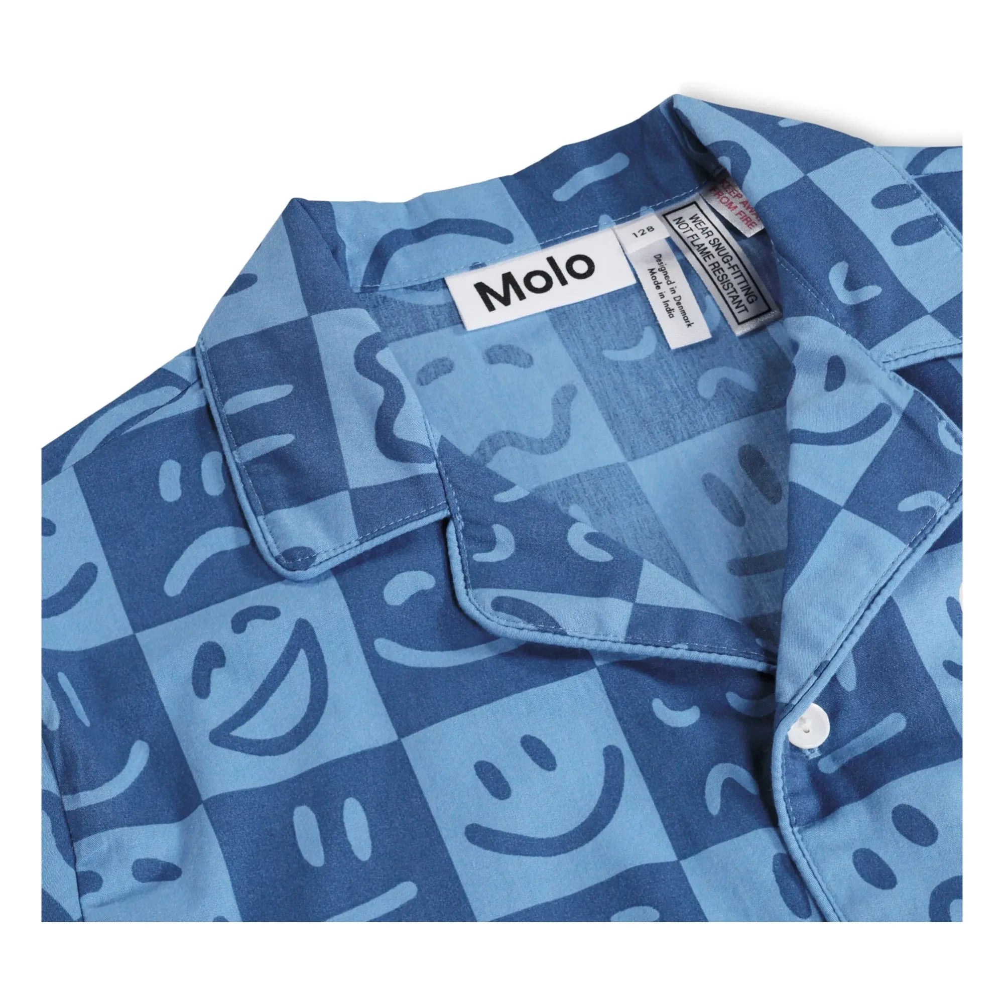 Molo - Lexi Damier Kurzer Pyjama aus Bio-Baumwolle | Blau