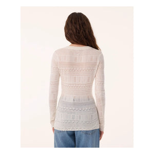 Kujten – Semeti Pointelle Pullover aus Seide und Kaschmir | Weiß