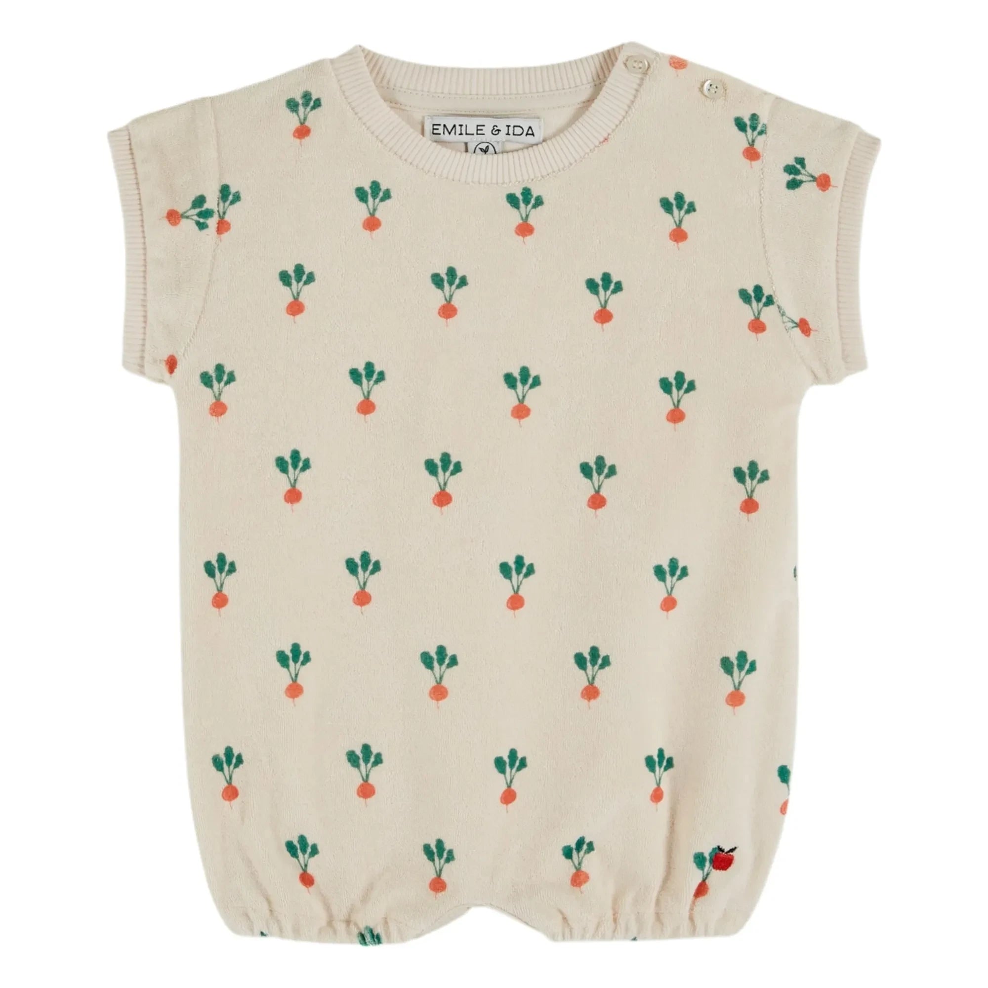 Emile et Ida - Strampler aus Bio-Baumwollfrottee Rettich | Creme