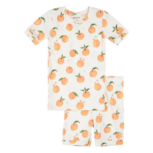 Petit Lem - Schlafanzug Shorts Clementinen Bio-Baumwolle und Modal | Weiß