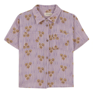 birinit - Striped Organic Cotton Cinca Pocket Shirt | Powdery Purple