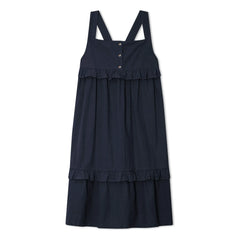 Matona - Halb-langes Rüschenkleid Bio-Baumwolle | Marineblau