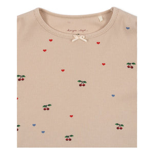Konges Sløjd - Ella Cherries Organic Cotton Ribbed T-shirt | Dusty Pink