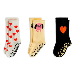 Mini Rodini – 3er Pack rutschfeste Socken aus Bio-Baumwolle | Weiß