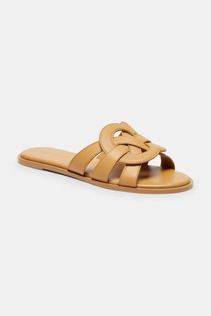 Coach açık burunlu kadın deri terlik Lena Leather Slide Sandal