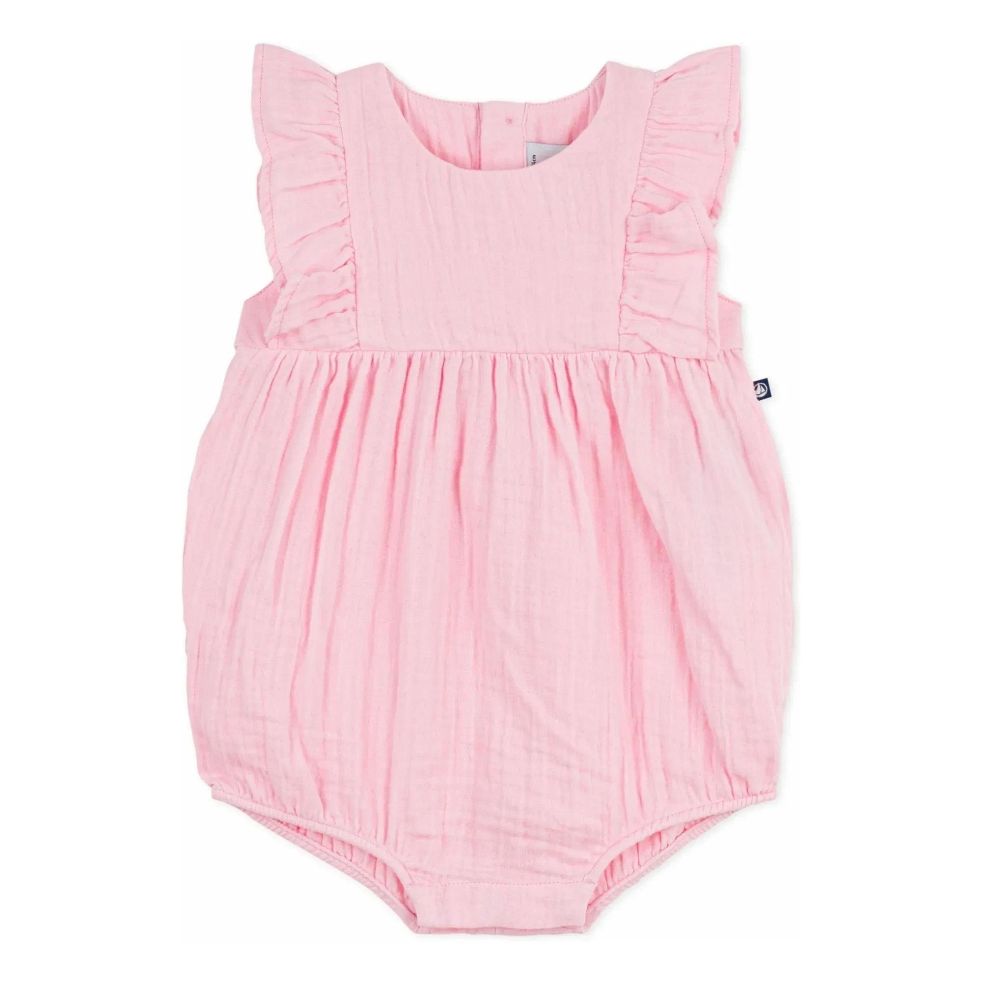 Petit Bateau - Düz organik pamuklu gazlı tulum | Pembe