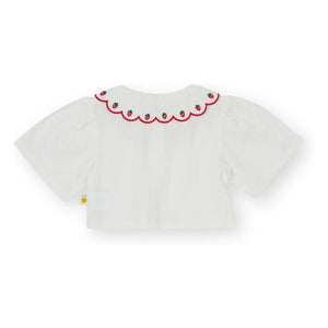 Goldie + Ace - Erdbeer-Crop-Bluse | Elfenbein