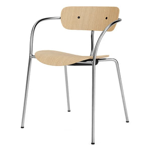 & Tradition - AV2 Kollu Pavilion Sandalyeler, Krom Çerçeve - 2’li Set | Meşe