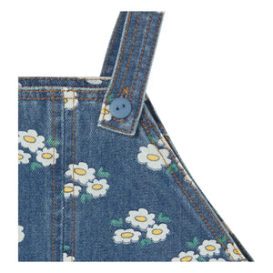 Tinycottons - Short denim dungarees with daisy print | Blue