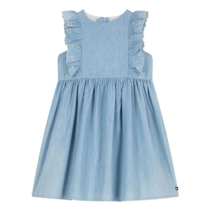 Petit Bateau - Mavi Chambray Fırfırlı Elbise