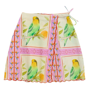Maison Mangostan - Birds Patchwork Etek | Pembe