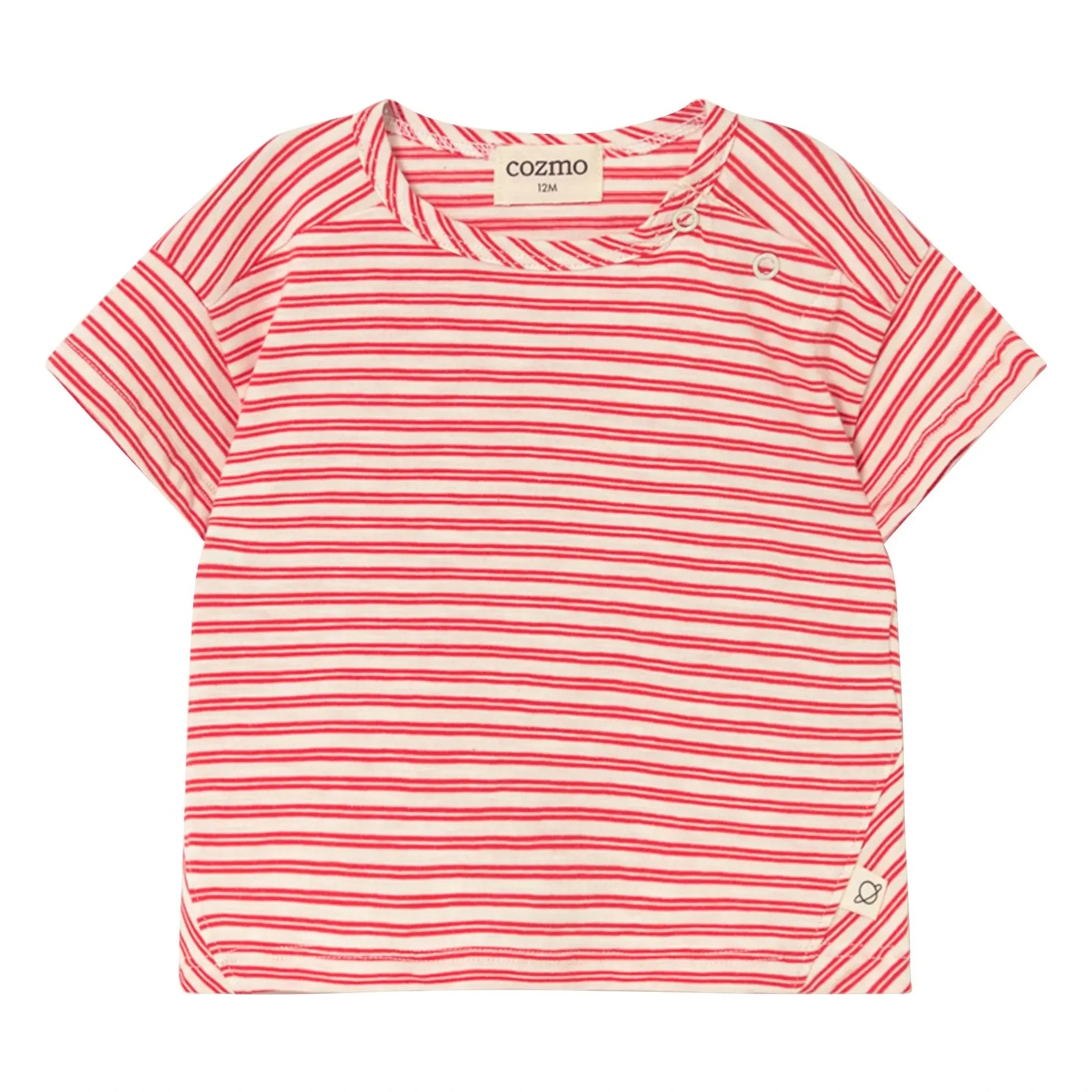 Cozmo - Gestreiftes Baby-T-Shirt mit Bereich | Rot