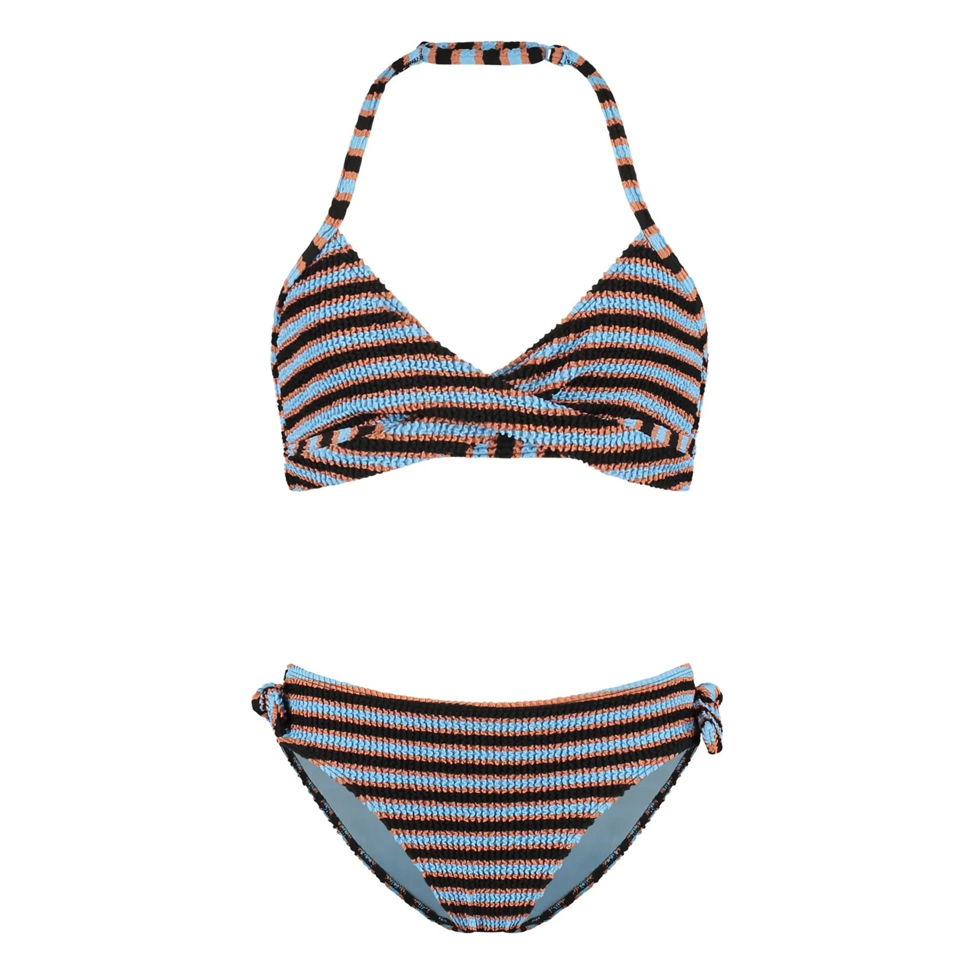 Beachlife - Fitilli Çift Düğmeli Mayo | Açık Mavi