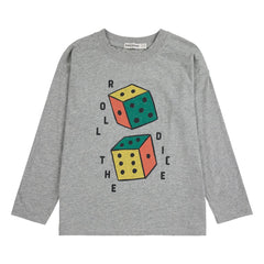Bobo Choses - Roll The Dice Long Sleeve T-Shirt Organic Cotton | Grey Melange