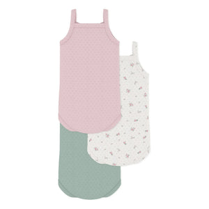 Petit Bateau - 3-Pack Floral Pattern Organic Cotton Sleeveless Bodysuit Set | Pink