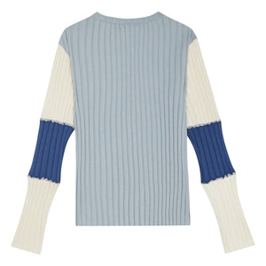 The Campamento - Contrast Ribbed T-shirt | Light Blue