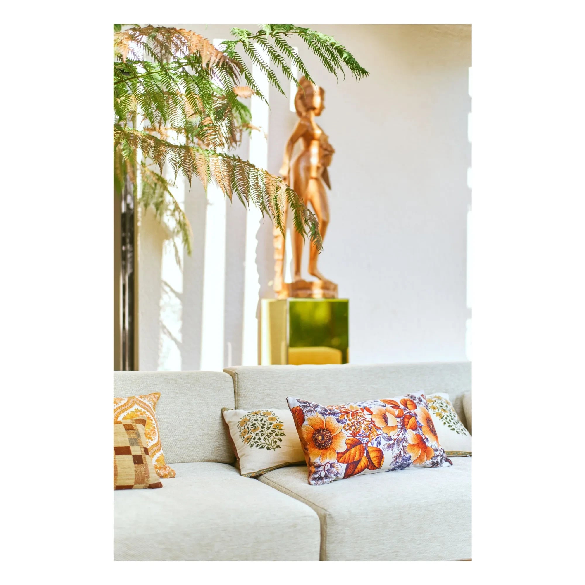HKliving - Bauernhaus bedrucktes Kissen | Creme