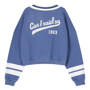 Cos I Said So - Organic Cotton V-Neck Striped Sweatshirt | Blue