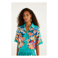 Farm Rio - Garden Of Life Keten gömlek | Mavi