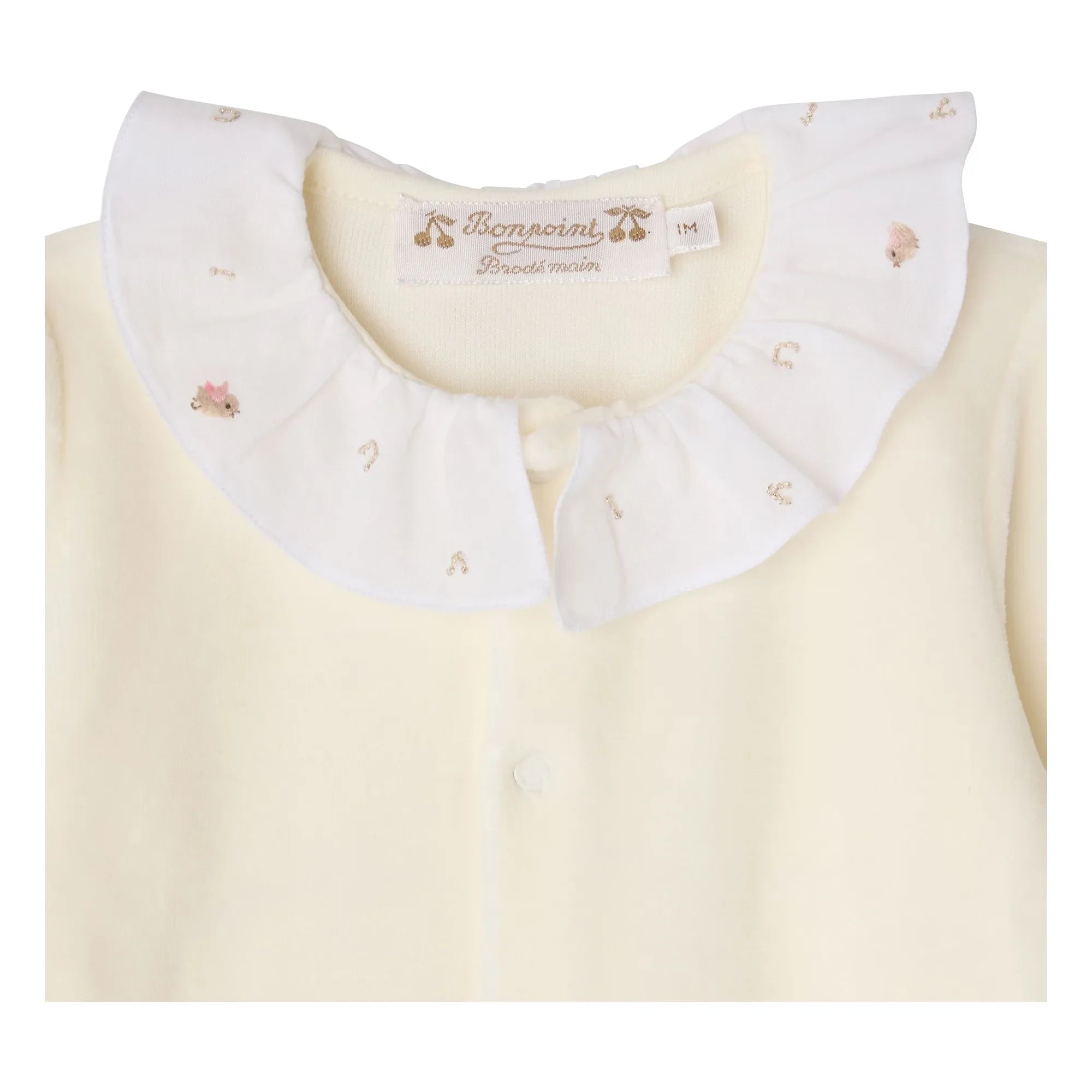 Bonpoint - Lintina organic cotton ruffled collar pajama set | Cream