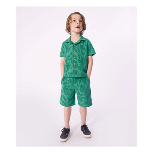Petit Bateau - Organik pamuklu palm terry şort | Yeşil