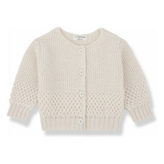 1+ in the family - Malene Mini Strickjacke aus Merinowolle | Ecru