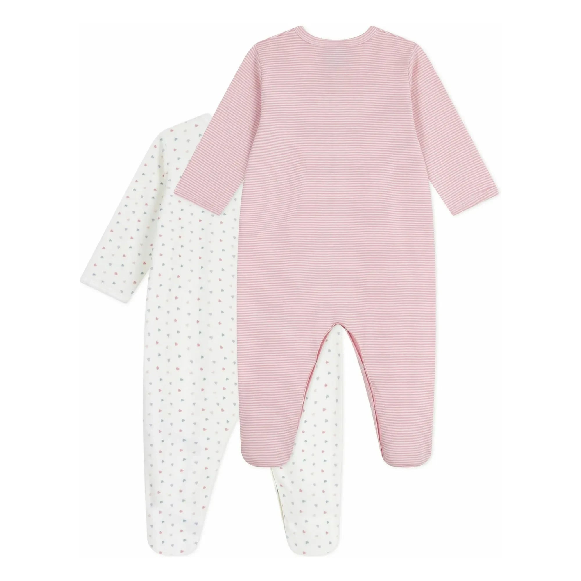 Petit Bateau - 2'li Kalp Desenli Organik Pamuk Pijama Takımı | Beyaz