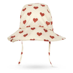 Konges Sløjd - Cianna Heart Print Organic Cotton Hat | Ecru