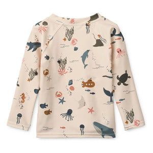 Liewood - Noah Fish UV-Protective T-Shirt Made from Recycled Fibers | Beige