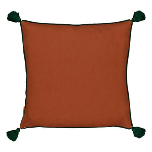 House of Capricorn - Viana Pom-Pom Embroidered Linen Pillow | Brick Red