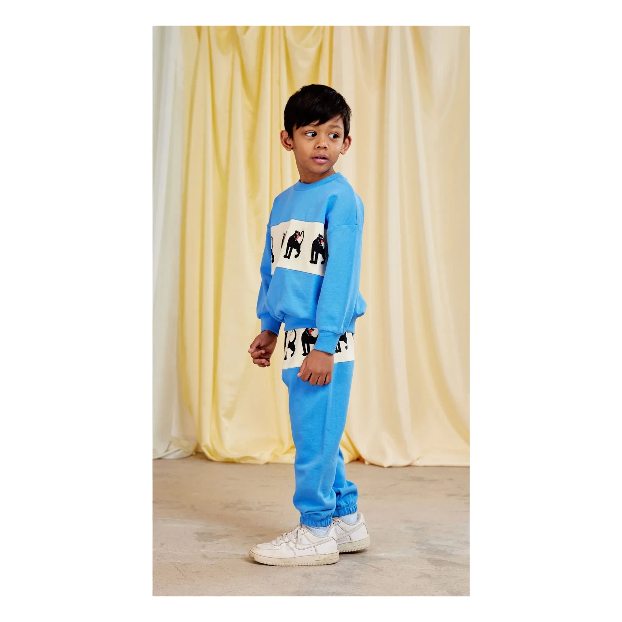 Mini Rodini - Panther Sweatshirt aus Bio-Baumwolle | Azurblau