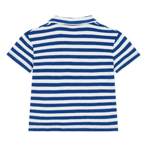 Petit Bateau – Gestreiftes Frottee-Polohemd | Blau