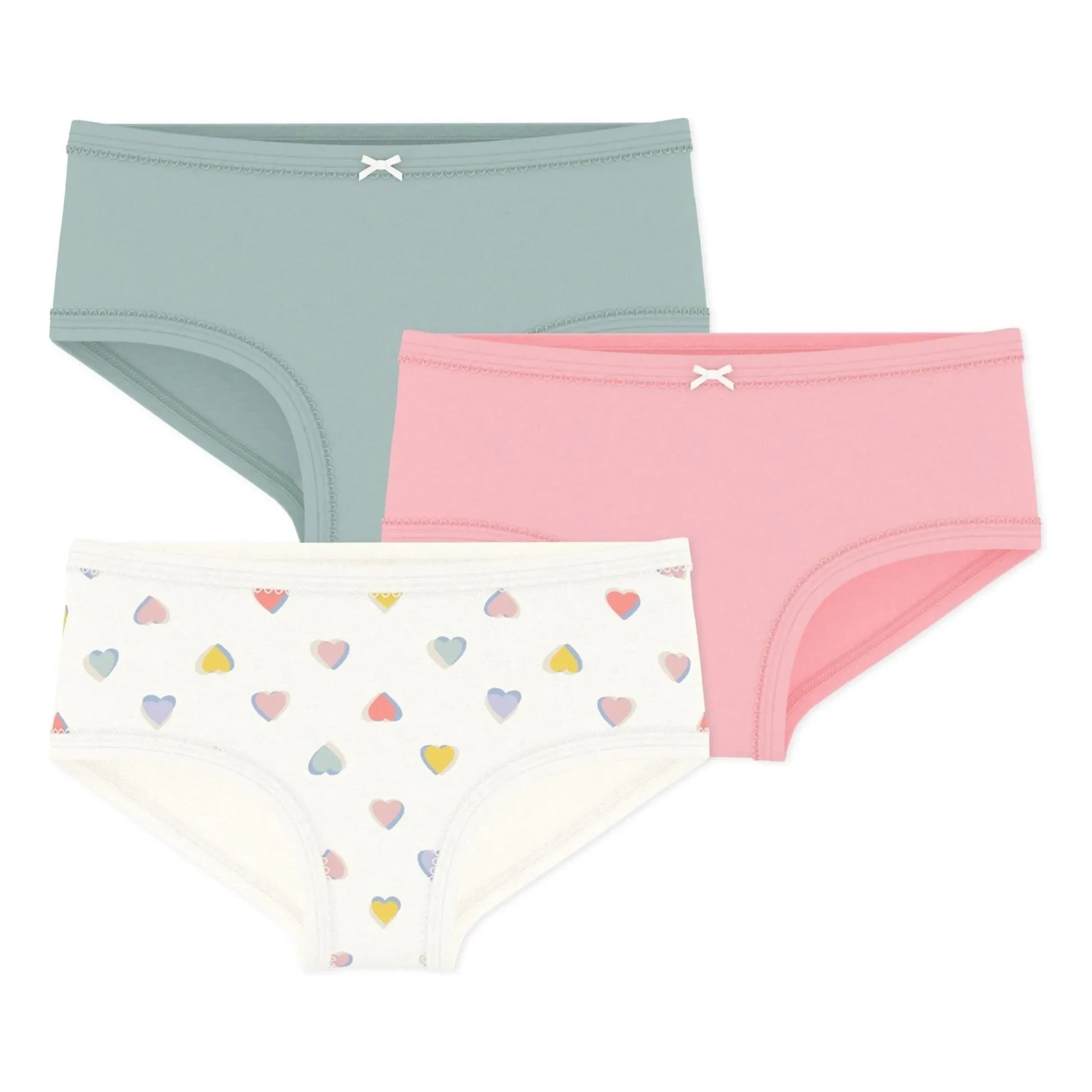 Petit Bateau - 3'lü Organik Pamuk Yüksek Bel Külot | Pembe