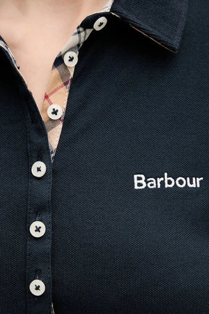 Barbour yaka detaylı kadın pamuklu elastan polo tişört