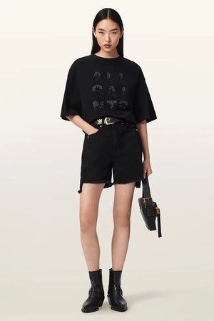 AllSaints kadın pamuklu bol kesim STACKS tişört