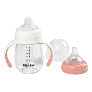 Béaba - 2'si 1 Arada Öğrenme Bebek Biberonu 240 ml | Toz Pembe