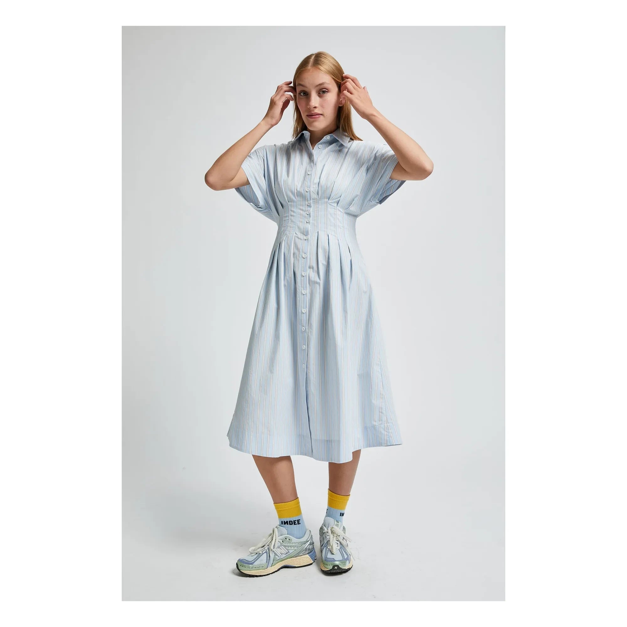 Indee - Gestreiftes Valois Hemdkleid | Hellblau