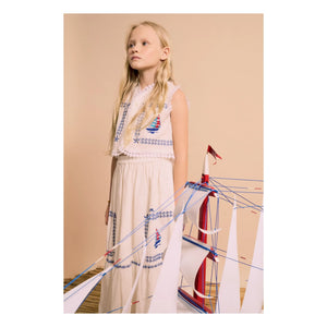 Maison Mangostan – Bestickte Voile-Weste | Weiß