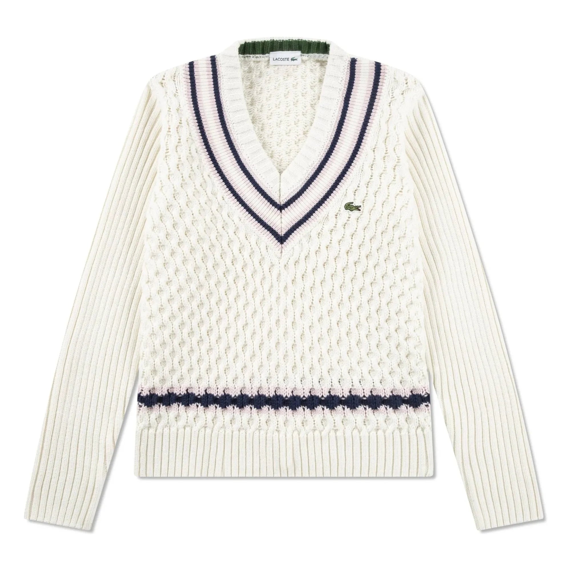 Lacoste – Pullover aus Bio-Baumwolle mit Zopfmuster | Ecru