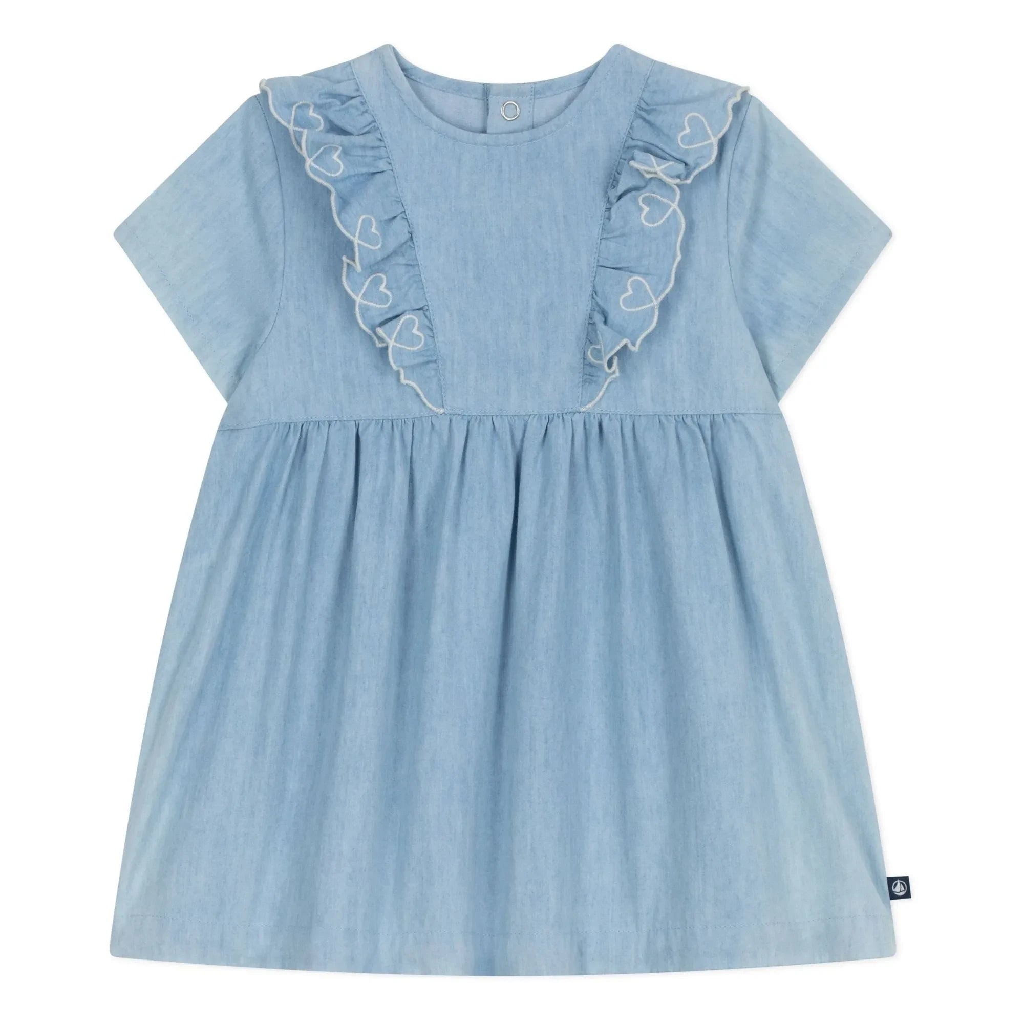 Petit Bateau - Nakışlı Chambray Elbise | Açık Mavi