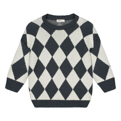 Yuki - Organic Cotton Checkered Sweater | Gray
