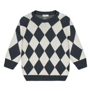 Yuki - Organic Cotton Checkered Sweater | Gray