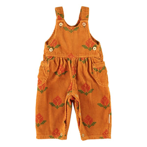 Piupiuchick - Organik Pamuklu Kadife Çiçekli Salopet | Camel