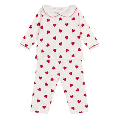 Petit Bateau - Collar Heart Organic Cotton Pajamas | White