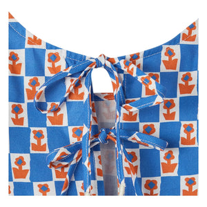 Fabula - Damier Flowers Volanlı Üst | Mavi