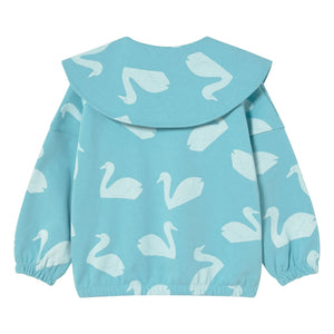 Tinycottons - Button-Down Collar Sweatshirt Swans | Light blue