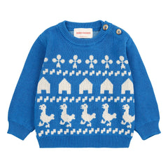 Bobo Choses - Bauernhaus Strickpullover aus Bio-Baumwolle | Blau