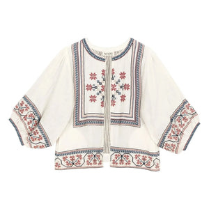 M.A.B.E. - Calista Cotton Embroidered Jacket | Ecru