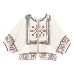 M.A.B.E. - Calista Cotton Embroidered Jacket | Ecru